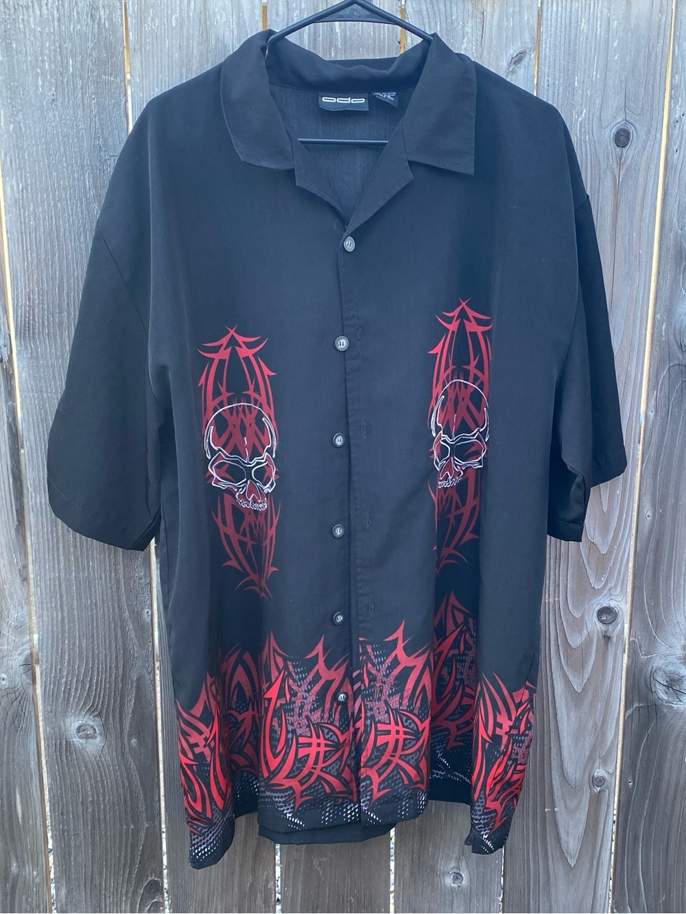 Skull Button Up Tribal Print Men’s Casual Shirt XXL